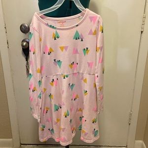 Cat & Jack Soft Pink Dress Med (7/8) long sleeve colored tree design nice.
